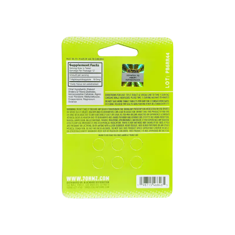 7OHMZ 7-Hydroxymitragynine Tabs Rapid Release 21mg per Tablet 6ct
