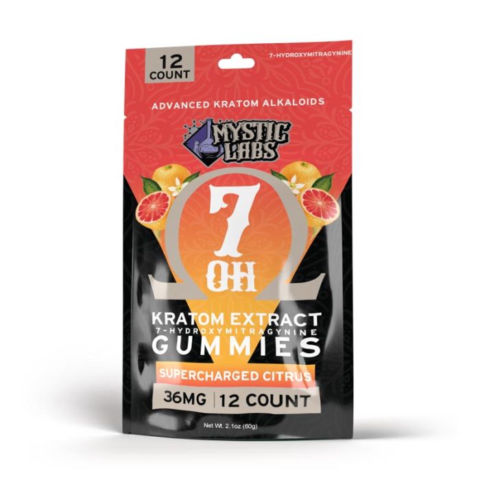 Mystic Labs 7-Hydroxymitragynine Kratom Gummies 36mg - 12ct