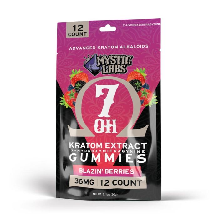 Mystic Labs 7-Hydroxymitragynine Kratom Gummies 36mg - 12ct