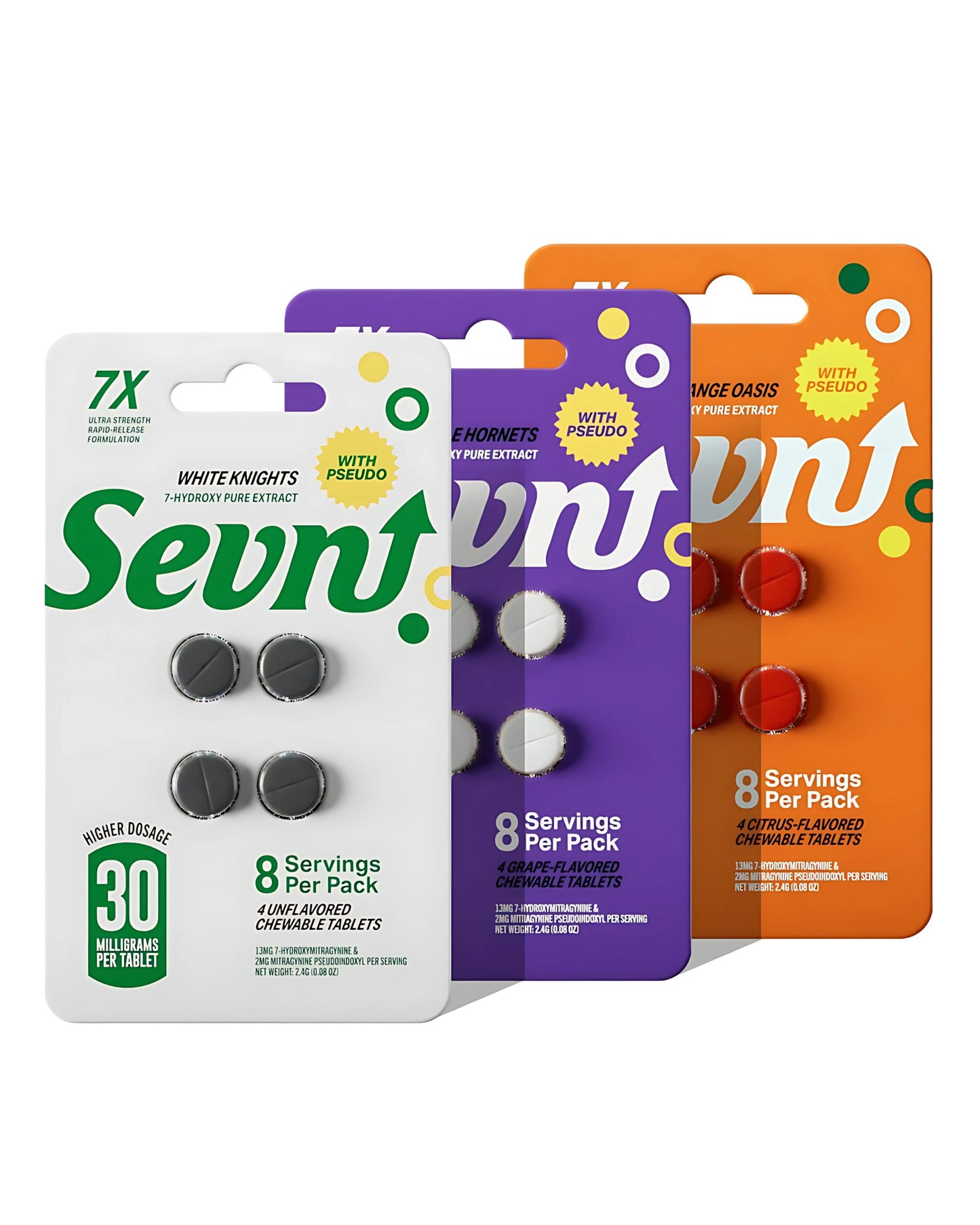 Sevn 7-Hydroxymitragynine + Pseudo Purple Hornets 30mg Tablets