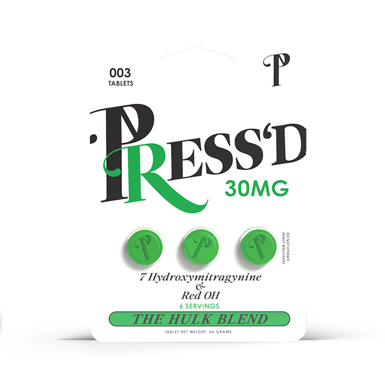 Press’d The Hulk Blend 7-Hydroxymitragynine+Red OH GREEN Tablet