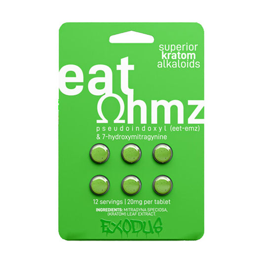 Eat Ohmz 7-Hydroxymitragynine + Pseudo by Exodus Tablets 20mg per Tablet Green