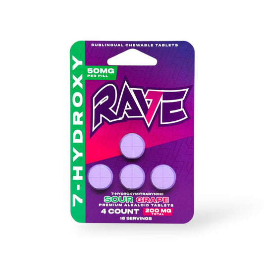 Rave 7-Hydroxymitragynine Sublingual Chewable Tablets 50mg per Tablets 4ct