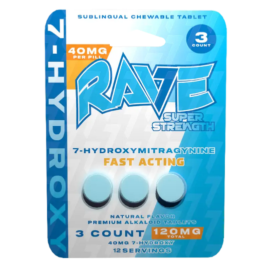 Rave 7-Hydroxymitragynine Chewable Tabs Super Strength 40mg per Tablet 3ct