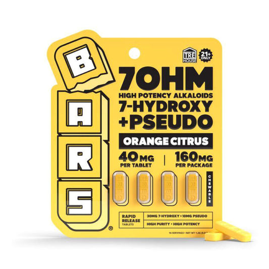 TRE House 7OHM Bars – 7-Hydroxy + Pseudo – Orange Citrus (160mg) – 4ct
